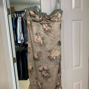 House of CB Satin Dress with Lace Detail